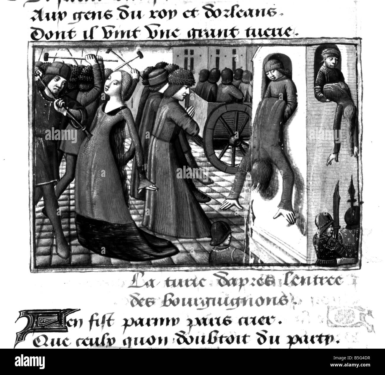 Das Massaker an den Armagnacs von den Burgundern in Paris, Mai / Juni 1418 Stockfoto
