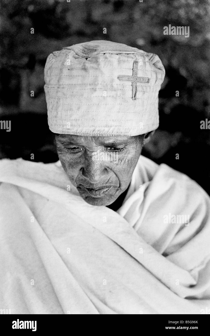 Äthiopisch-Orthodoxe Mönch in Lalibela, Äthiopien Stockfoto