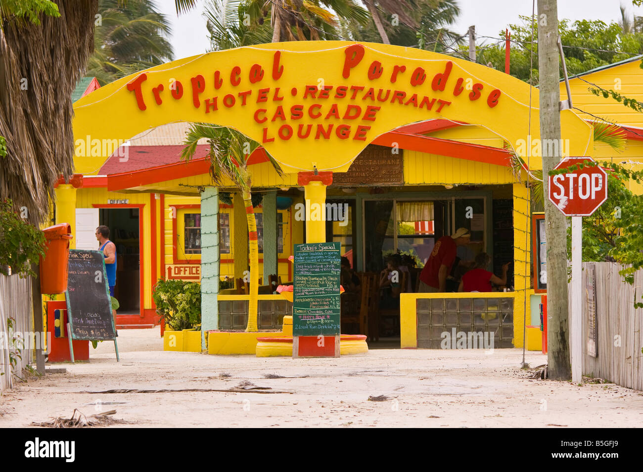 CAYE CAULKER BELIZE topische Paradise Hotel und restaurant Stockfoto