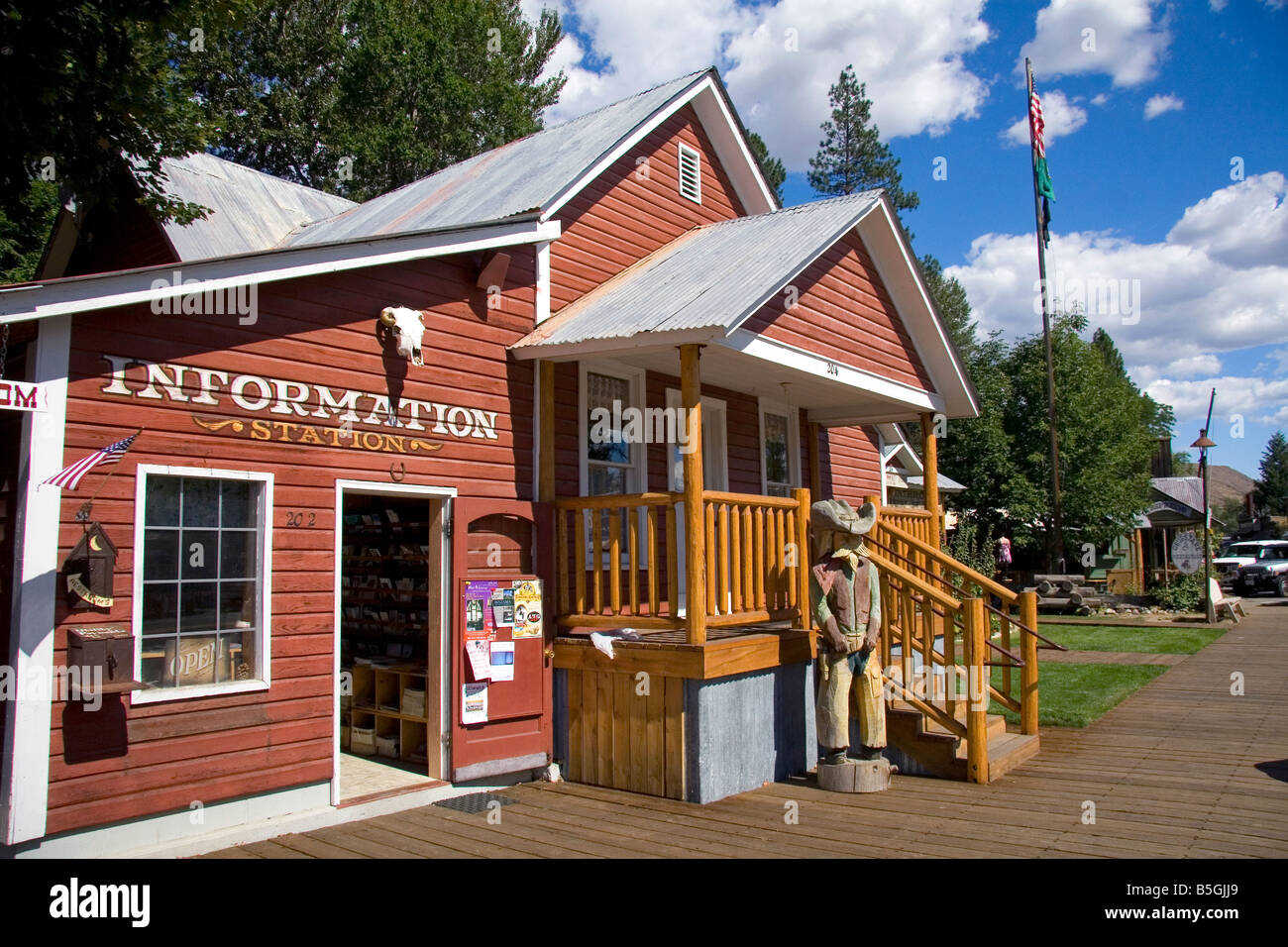 Informationen-Station in der kleinen Stadt von Winthrop Washington Stockfoto