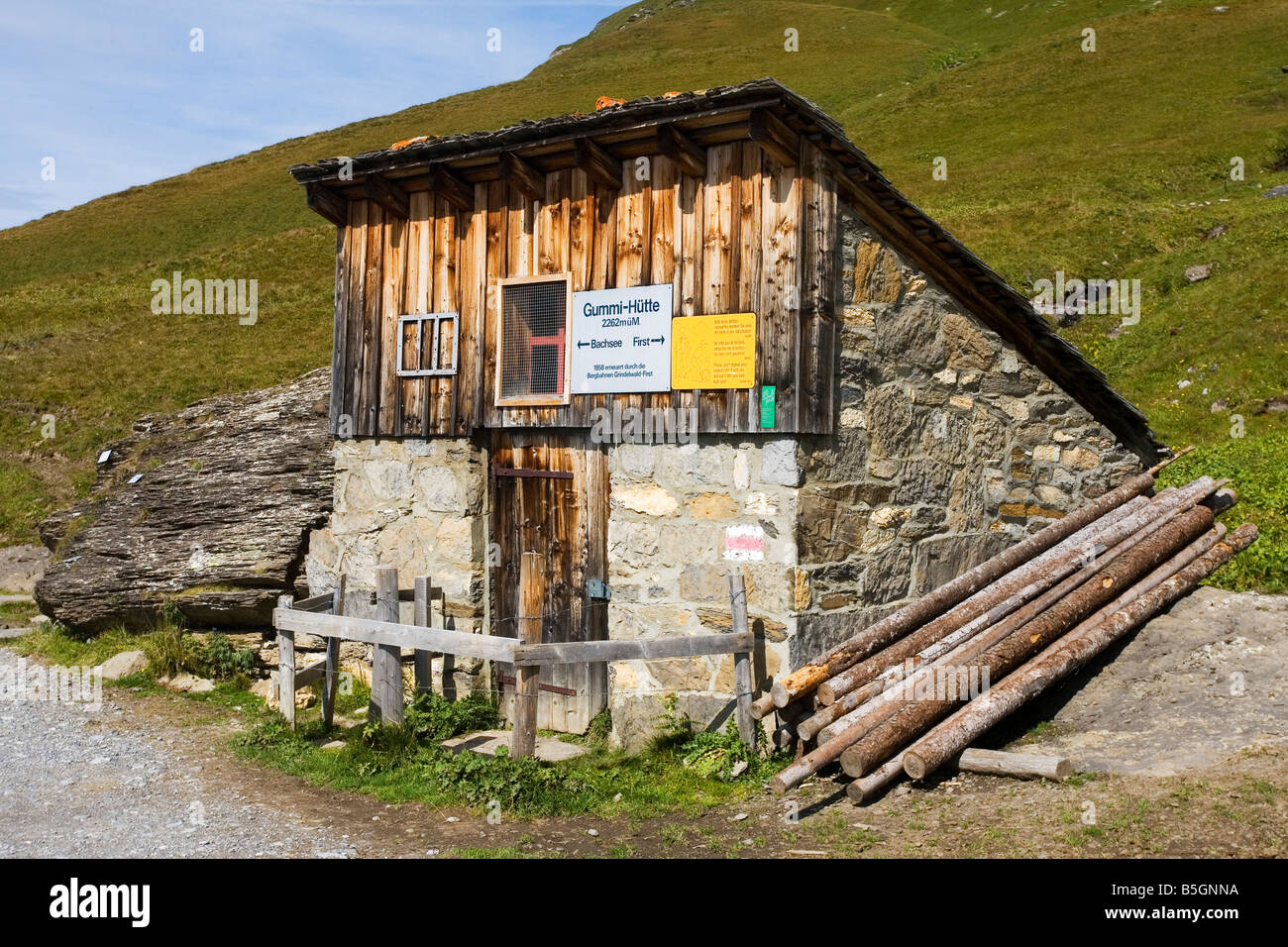 Berghütte Berner Oberland Schweiz Stockfoto