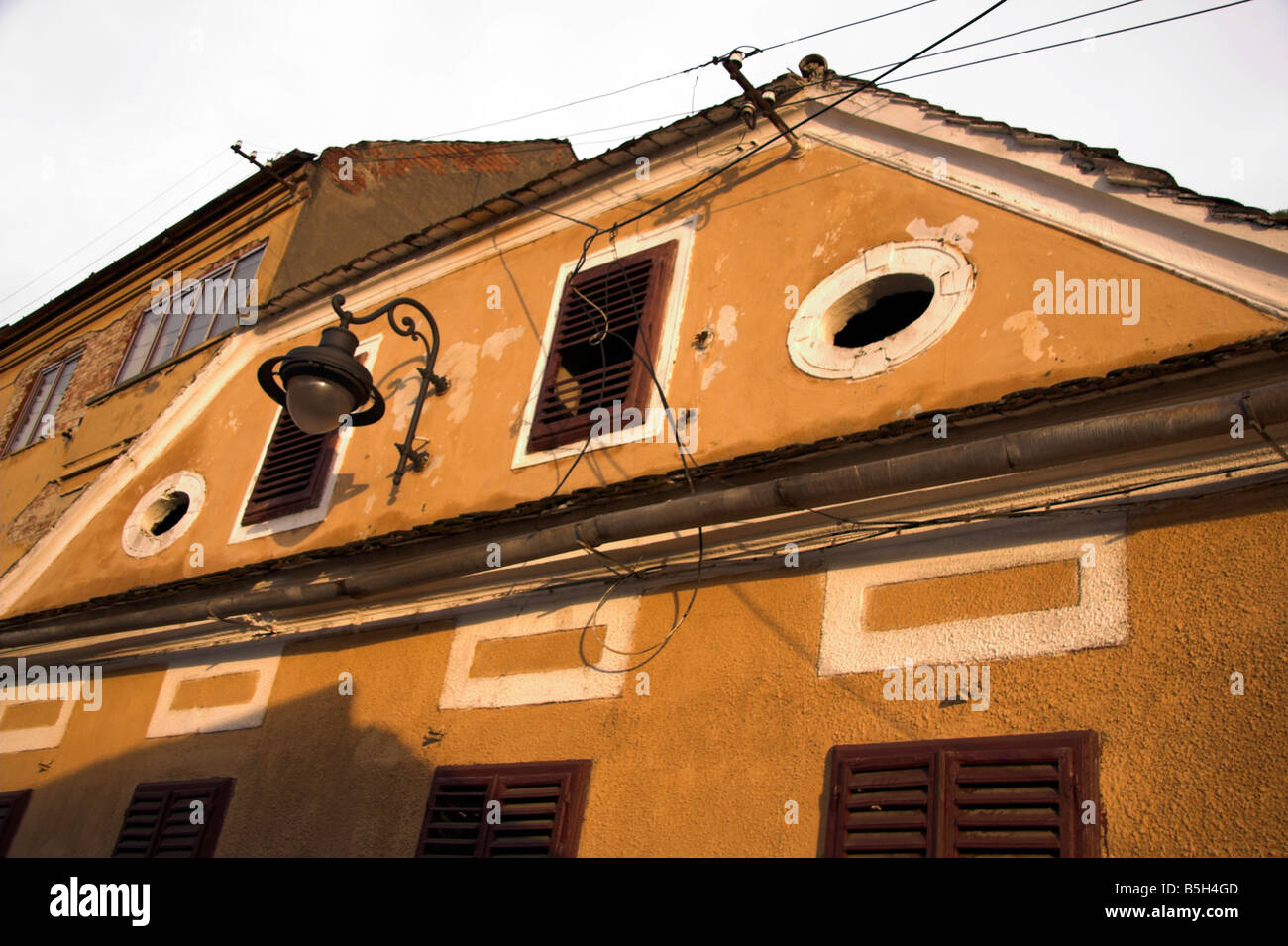 Mittelalterliches Haus, Sibiu, Siebenbürgen, Rumänien Stockfoto