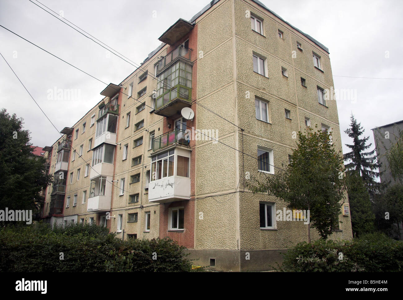 Kommunistischen Stil Gehäuse, Sibiu, Siebenbürgen, Rumänien Stockfoto