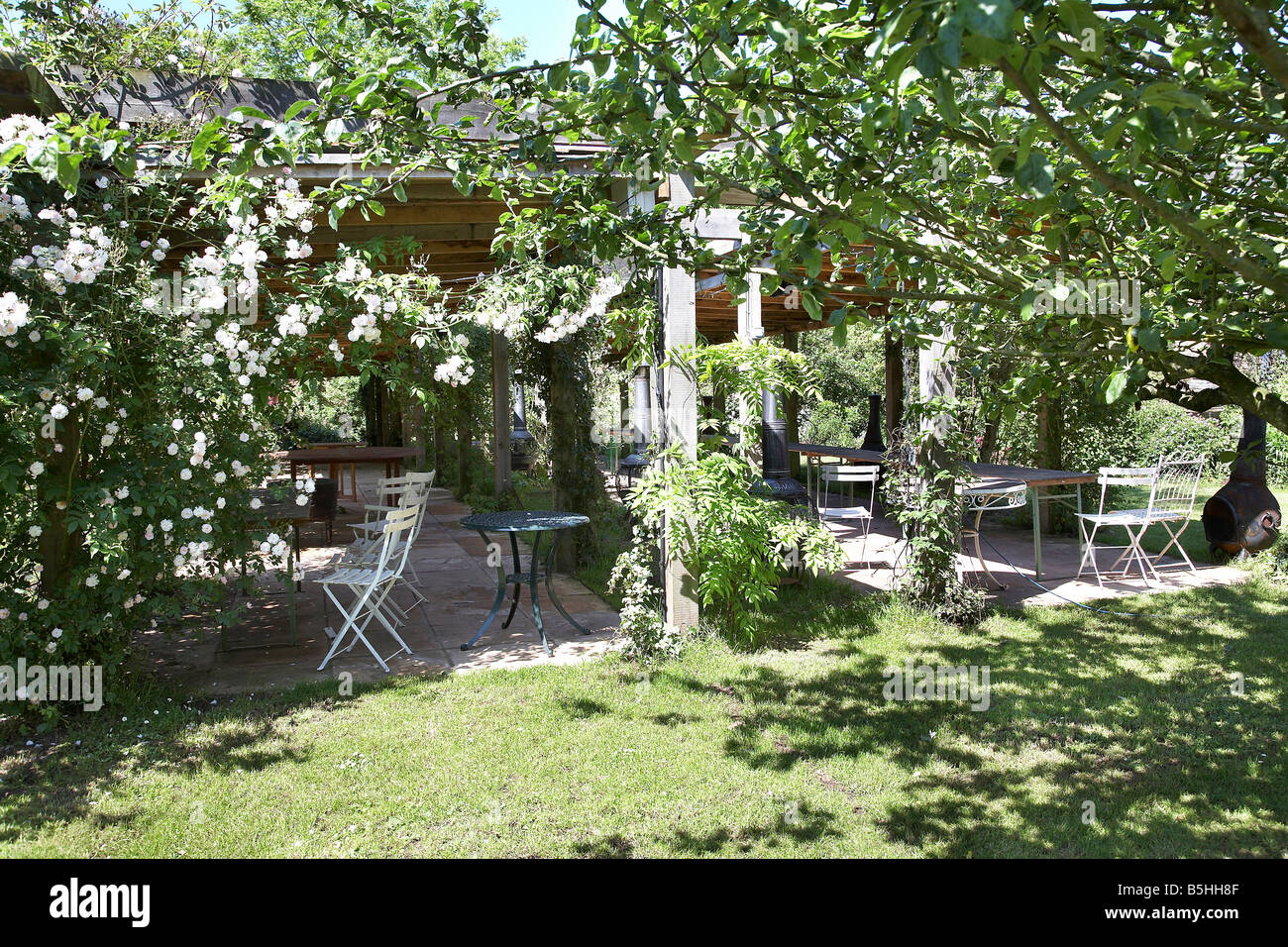 Große Pergola im Sommergarten, Taunton Somerset Stockfoto