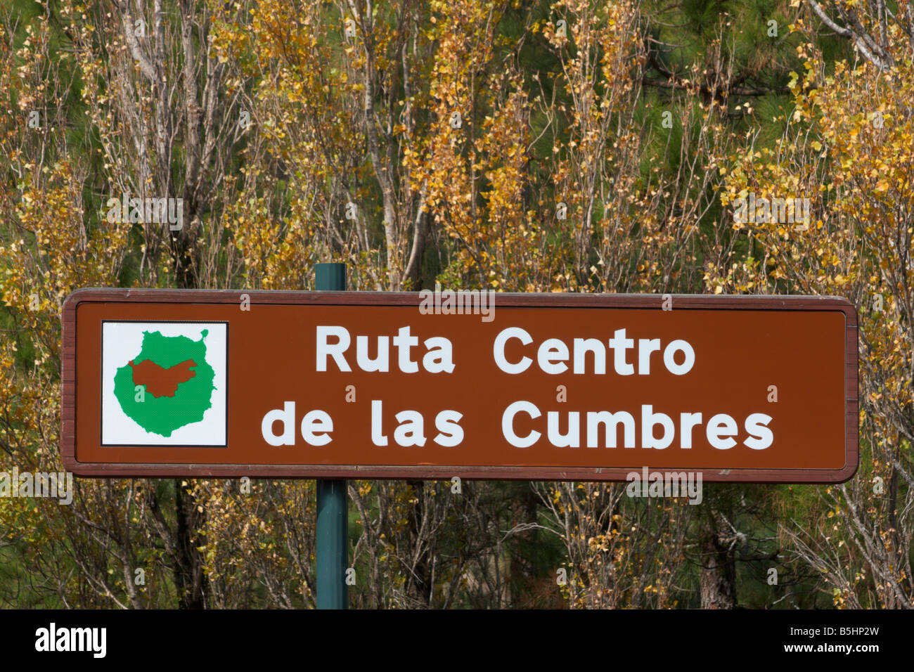 Ruta Centro de Las Cumbres (zentrale Bergstrecke) Straße im zentralen Gran Canaria Sign. Stockfoto