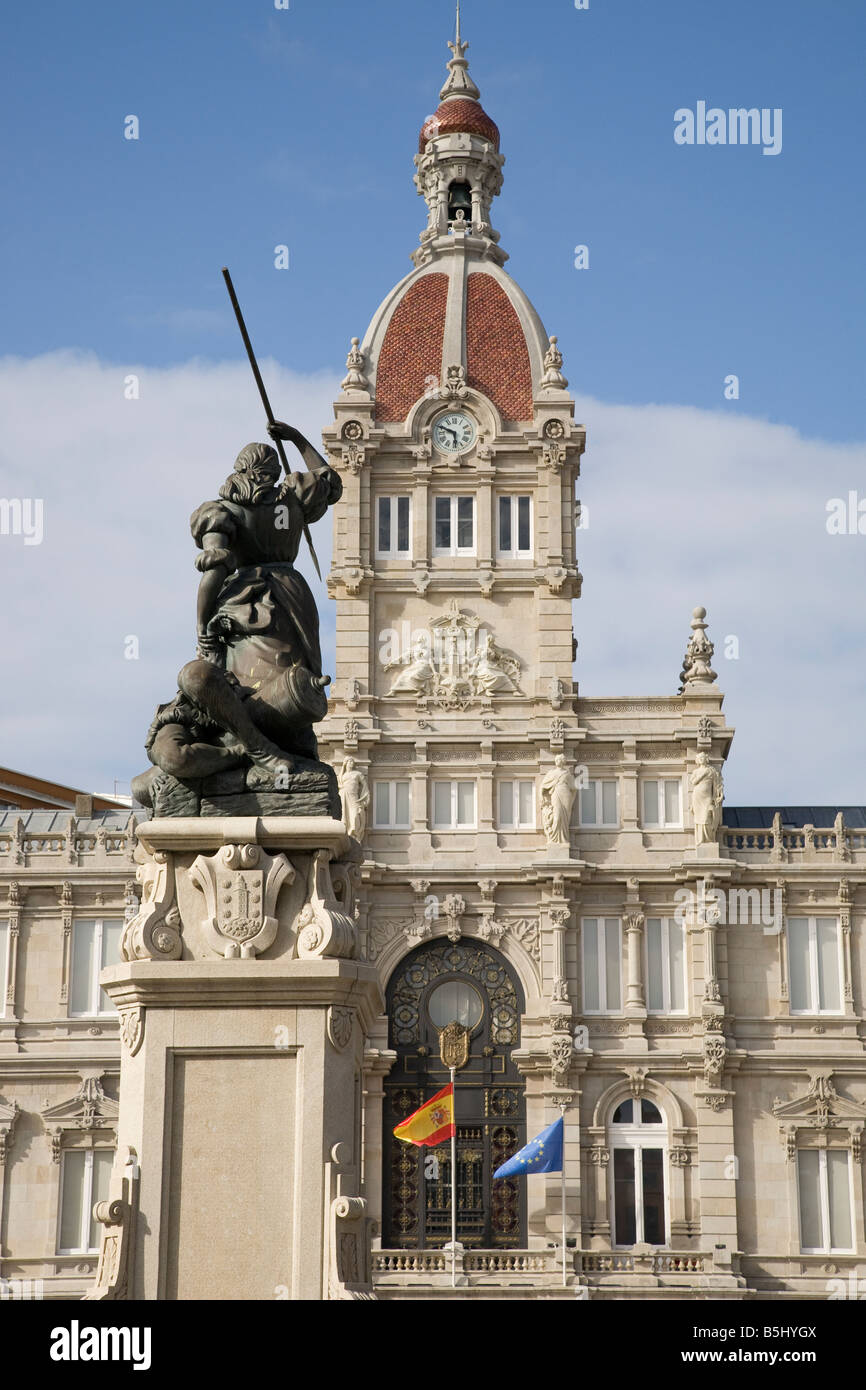 Rathaus, Plaza de Maria Pita Square, La Coruna, Galicien, Spanien Stockfoto