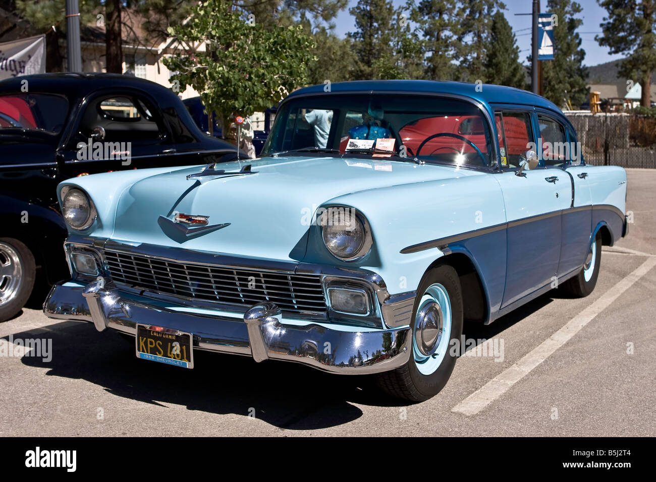 Zweifarbig blau 1956 Chevrolet-V8 viertürige Limousine Stockfoto