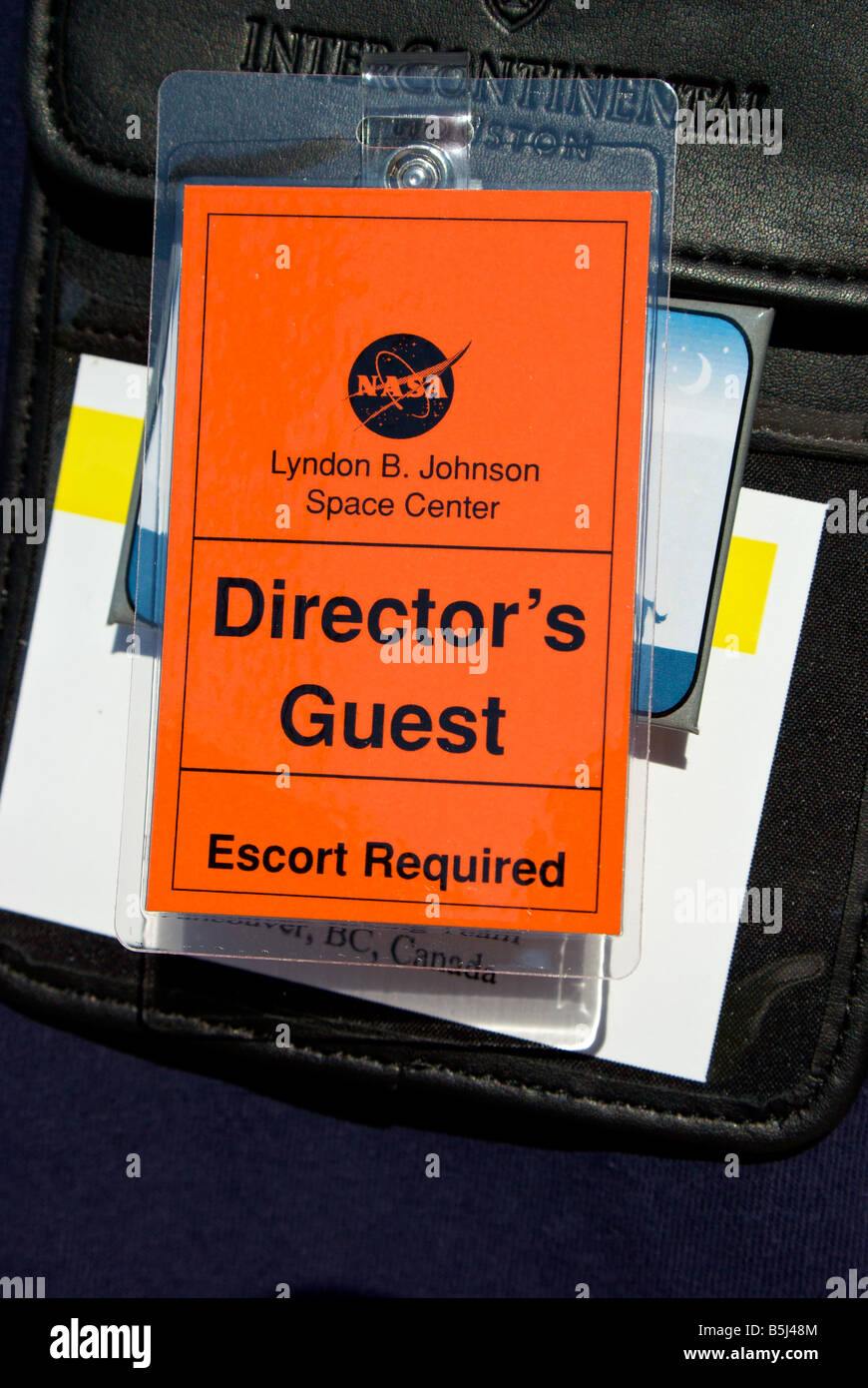 Directors-Gästekarte, die innere Funktionsweise des NASA Mission Control Center am Johnson Space Center besuchen Stockfoto