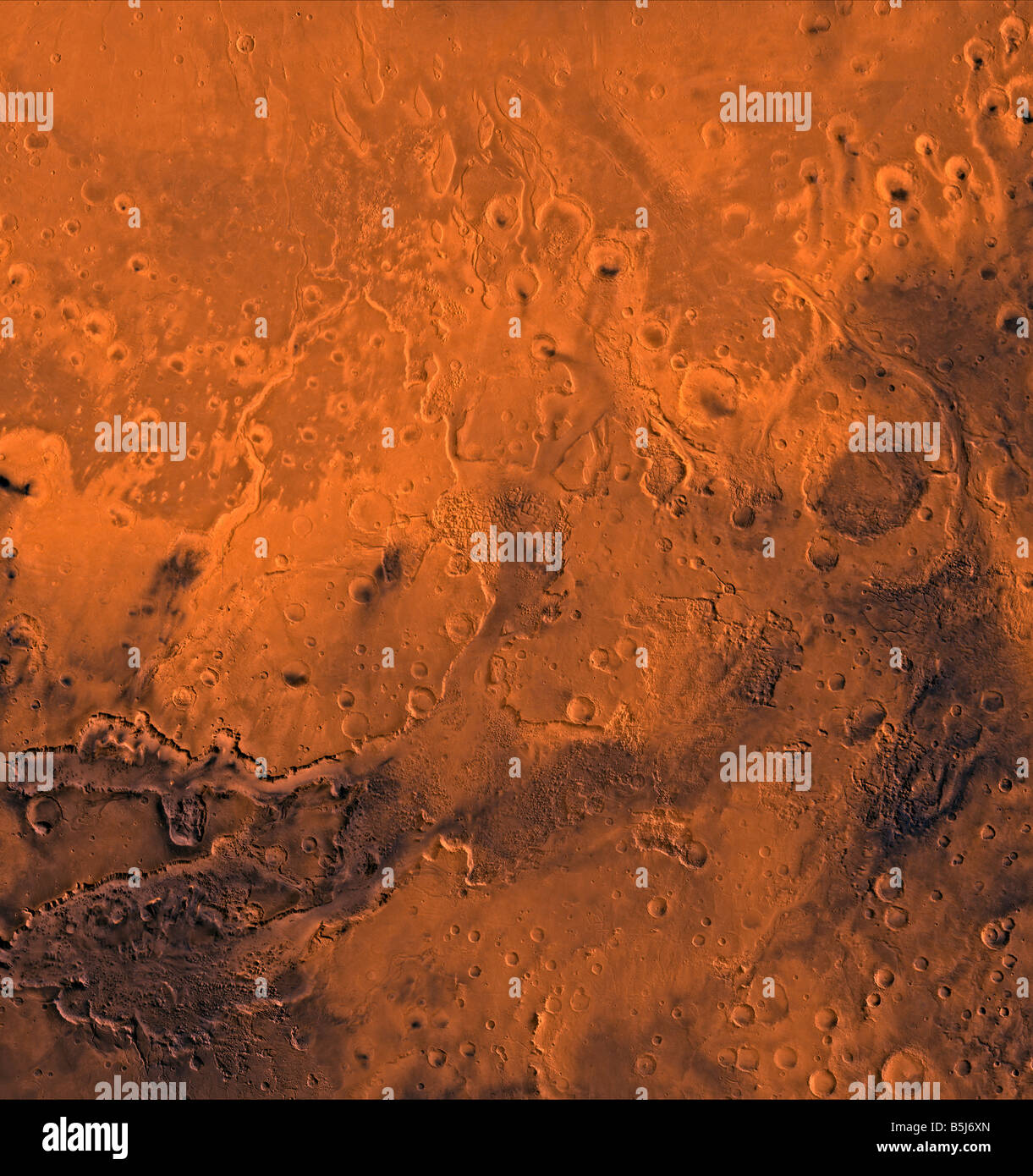 Südlichen Chryse Bassin Valles Marineris Abfluss Kanäle auf dem Mars. Stockfoto