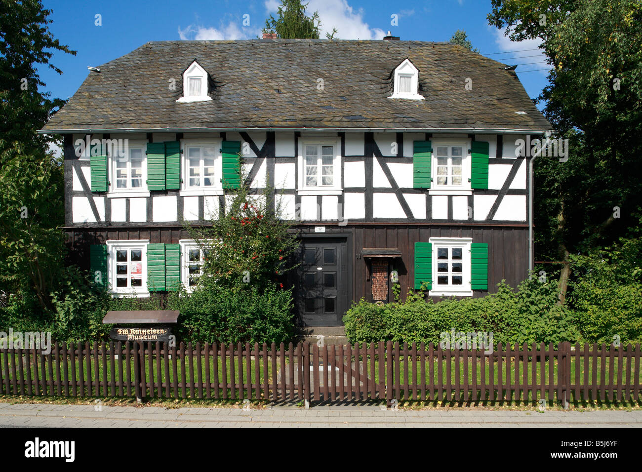 Museum Raiffeisenhaus in Flammersfeld, Naturpark Rhein-Westerwald, Rheinland-Pfalz Stockfoto