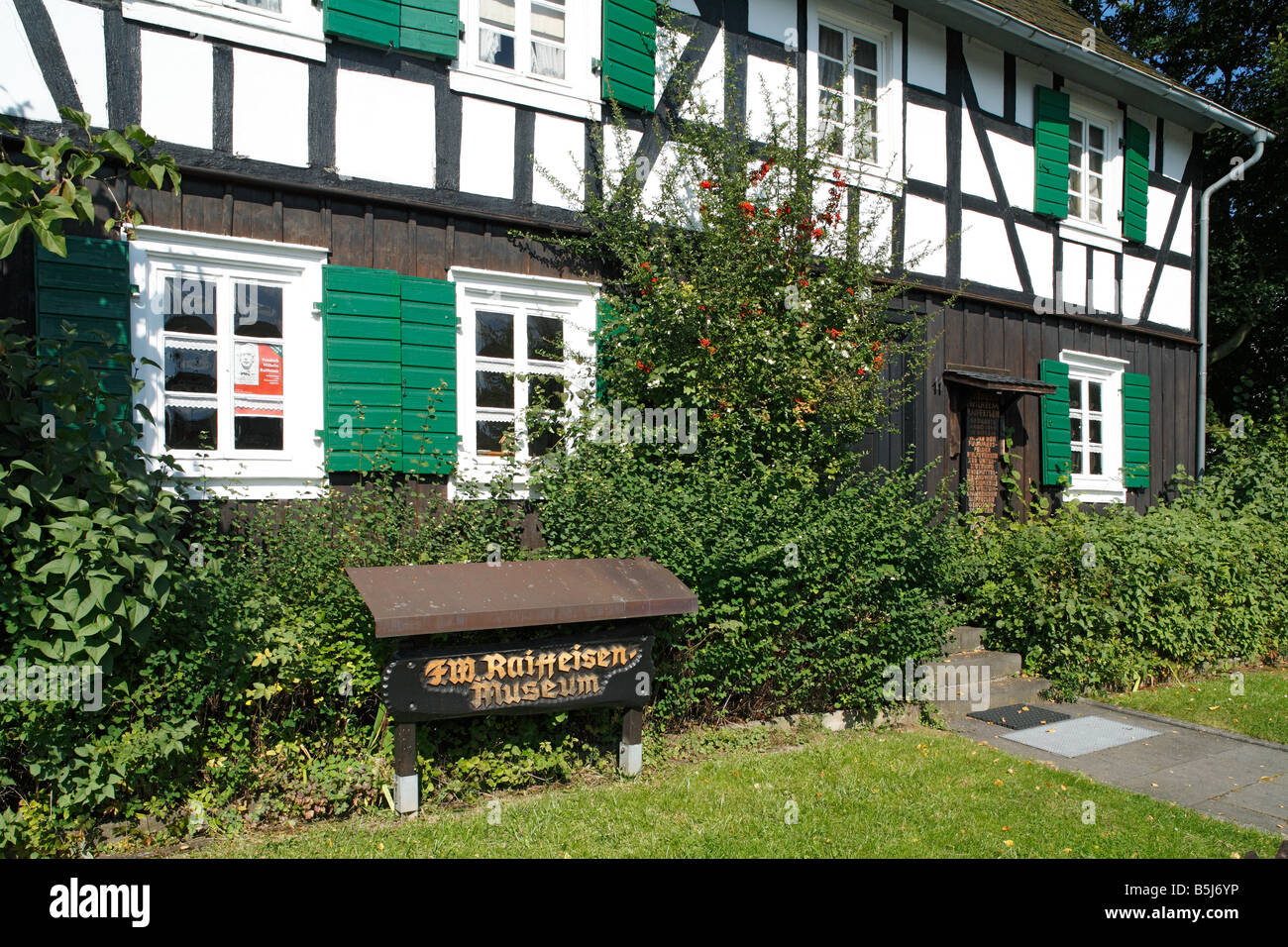 Museum Raiffeisenhaus in Flammersfeld, Naturpark Rhein-Westerwald, Rheinland-Pfalz Stockfoto