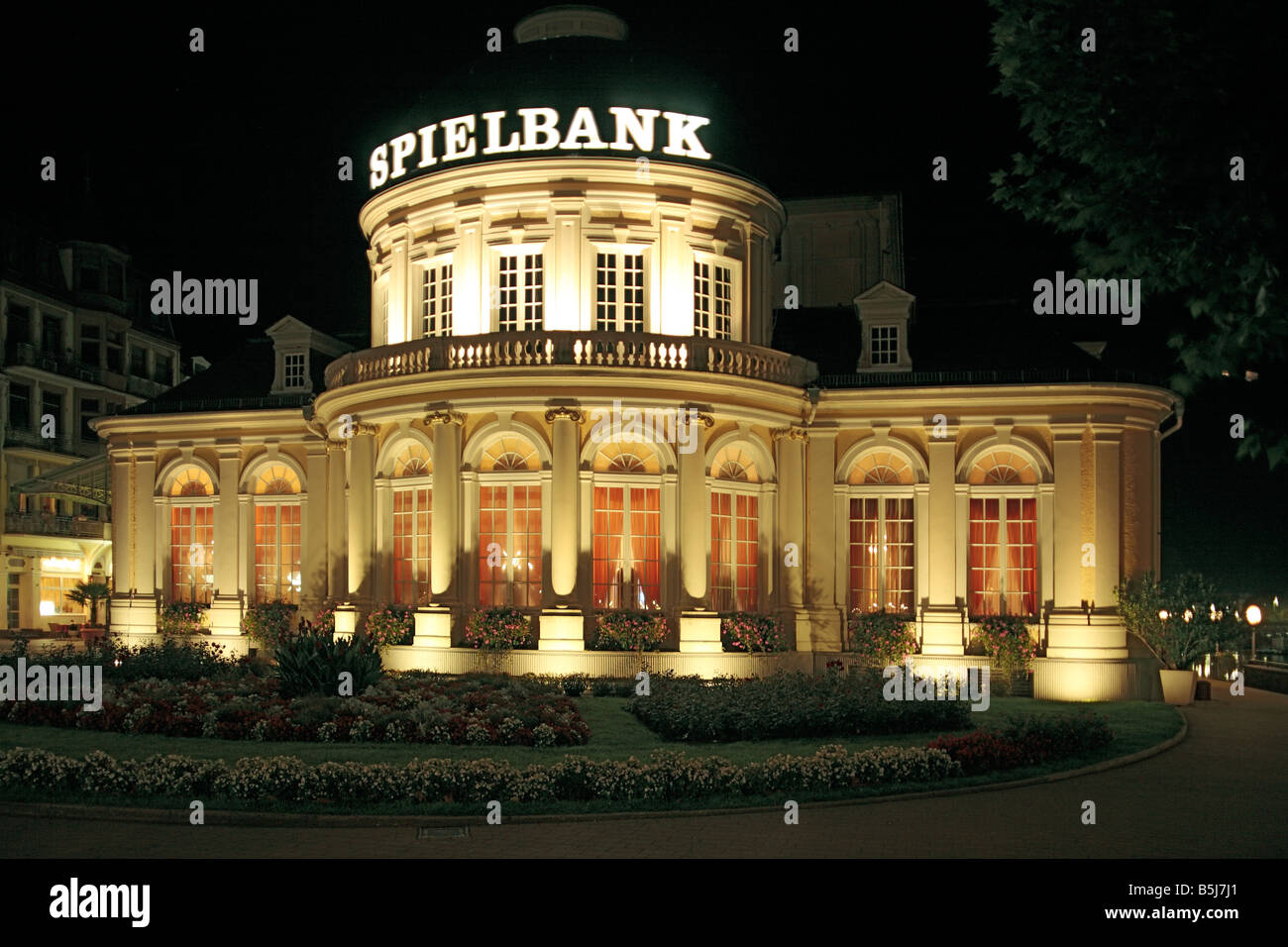 Nachtaufnahme Vom Spielcasino Im Kursaalgebaeude des Staatsbades Bad Ems Im Lahntal, Rheinland-Pfalz Stockfoto