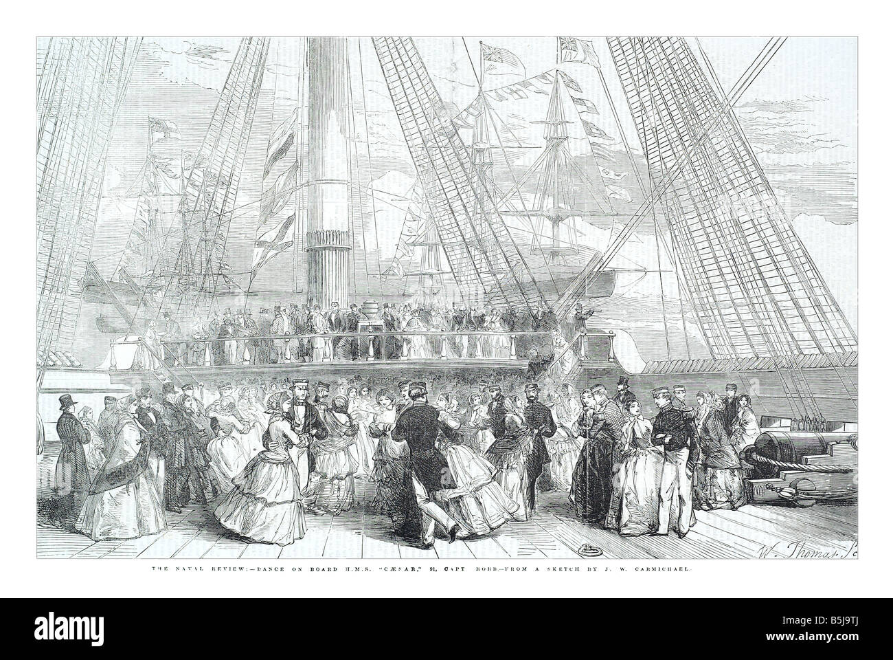 Die Flottenparade tanzen an Bord H M S Caesar 91 Capt Robb aus einer Skizze von J W Carmichael 3. Mai 1856 die Illustrated London News Stockfoto
