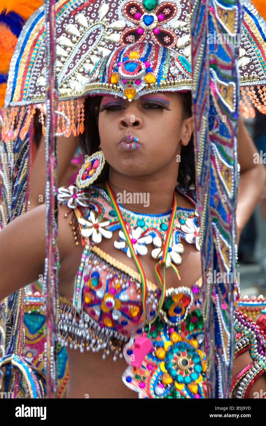 Karneval Mosside Manchester Afrocarabian Mädchen weiblich Stockfoto