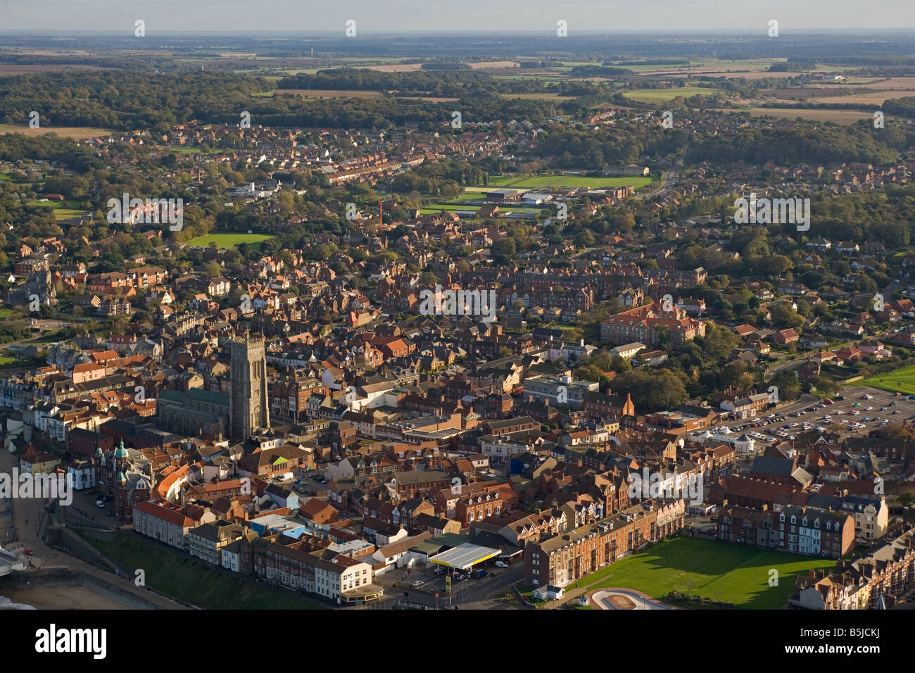 Cromer Stadt aus der Luft Norfolk UK Oktober Stockfoto