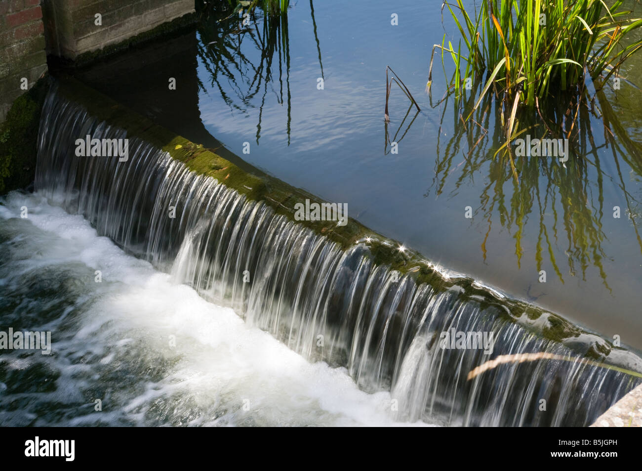 Herabstürzende Wasser auf dem Fluss Gipping Needham Markt Suffolk Stockfoto