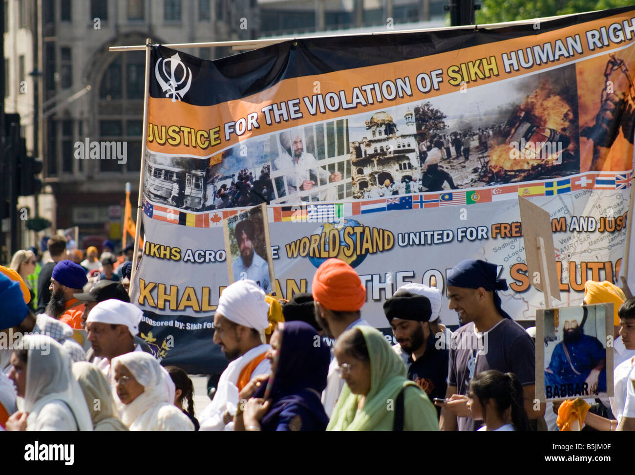 Sikh Protestmarsch durch London Stockfoto