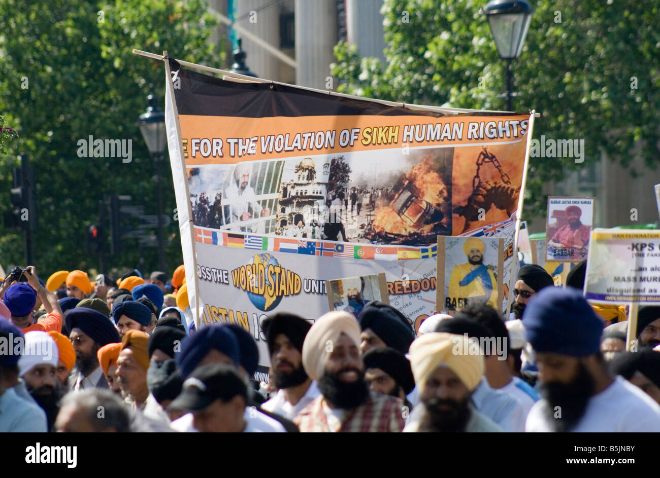 Ein Sikh Protestmarsch durch London Stockfoto