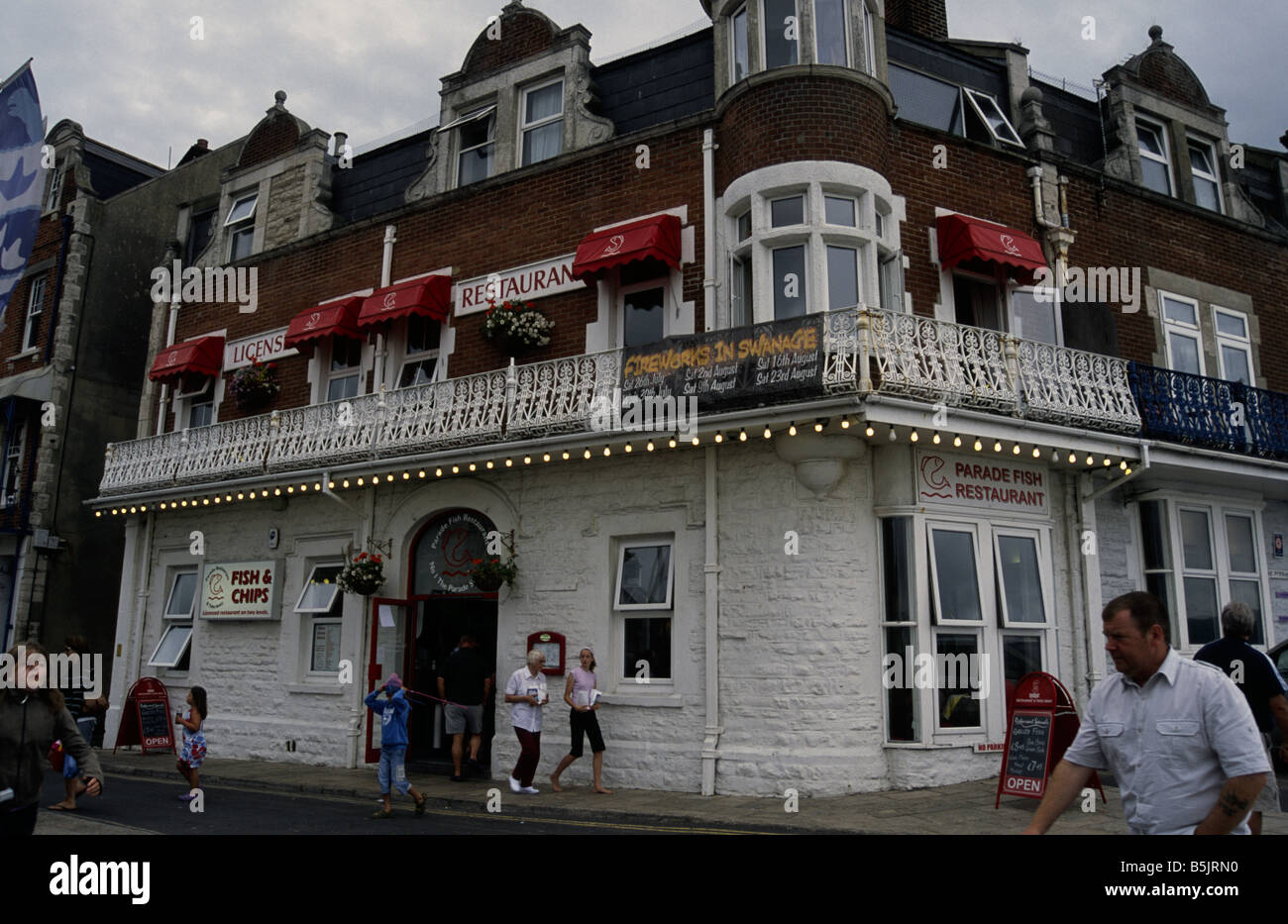 Fish &amp; Chips-Shop auf Meer Swanage Dorset Stockfoto