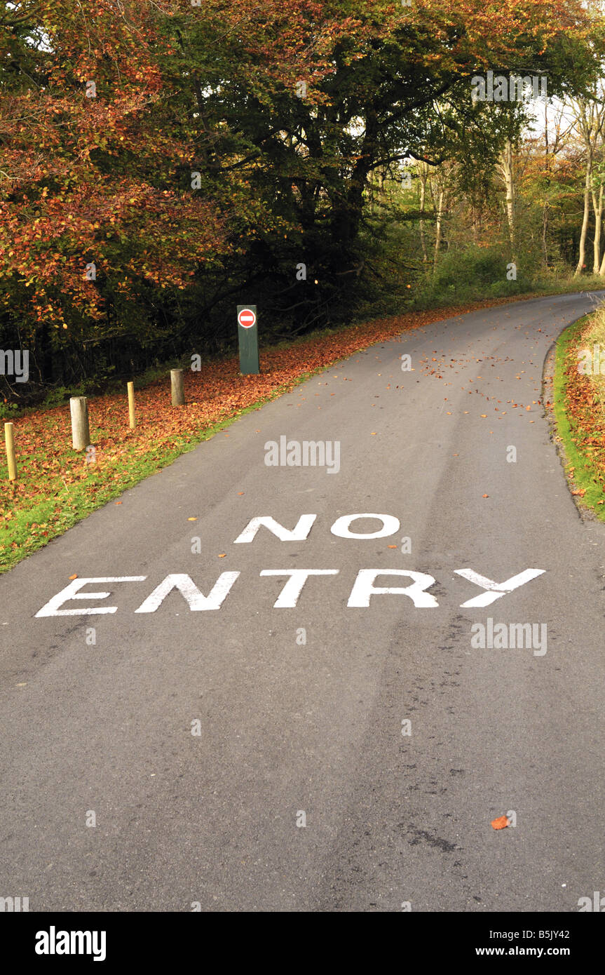 Britische "No Entry" Fahrbahnmarkierungen Stockfoto