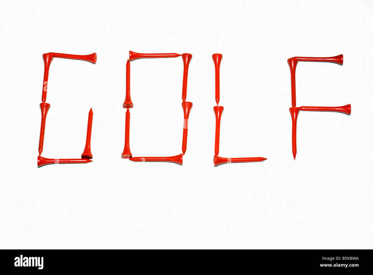GOLF geschrieben mit Golf-Tees Stockfoto