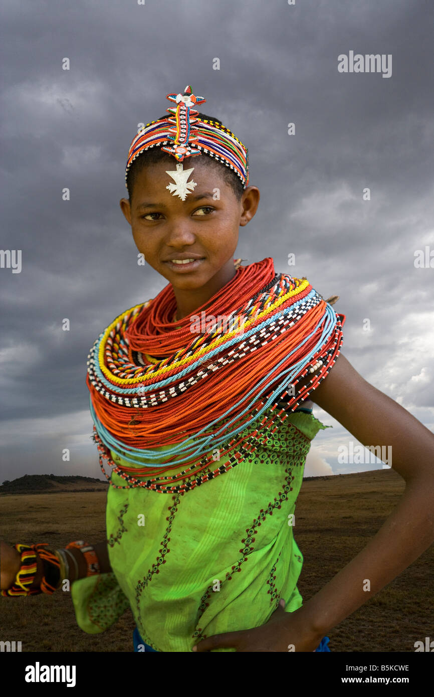 Samburu Mädchen, Samburu Nationl Park, Kenia Stockfoto
