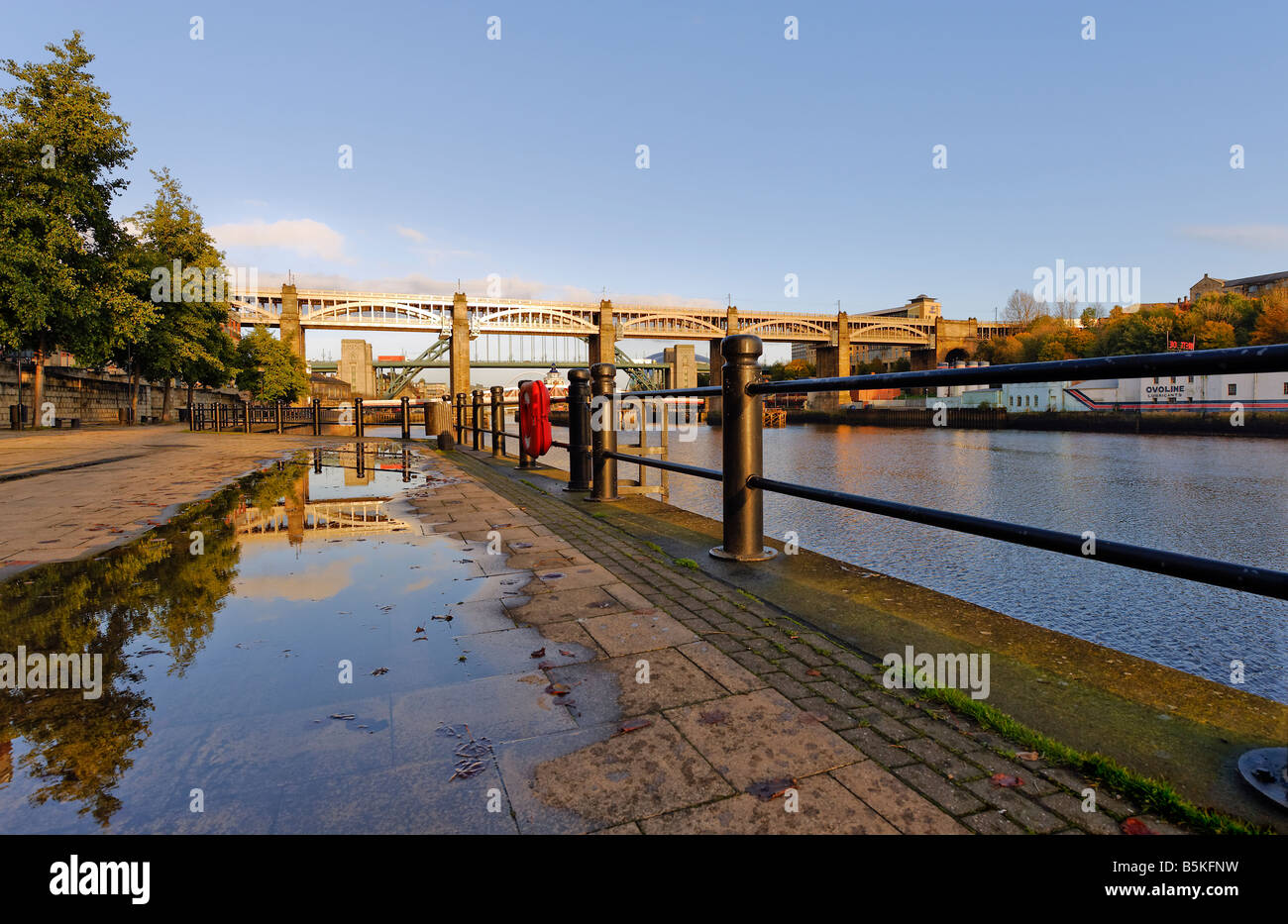 Blick nach Osten entlang Newcastle Quayside Stockfoto