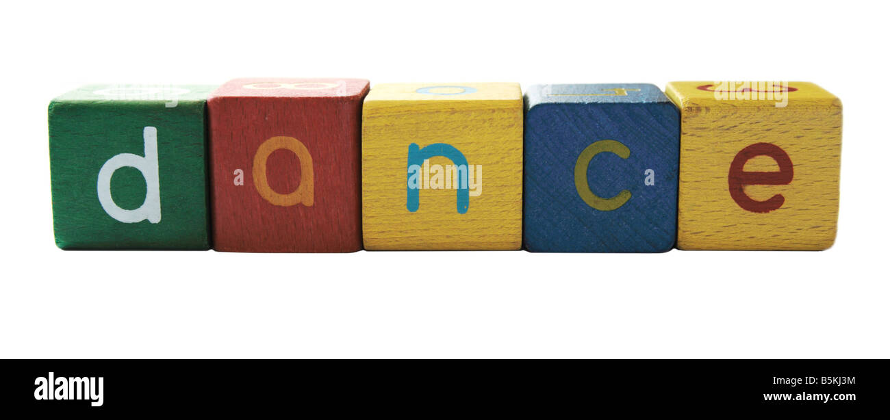 das Wort "Tanz" in bunte Blockschrift Stockfoto