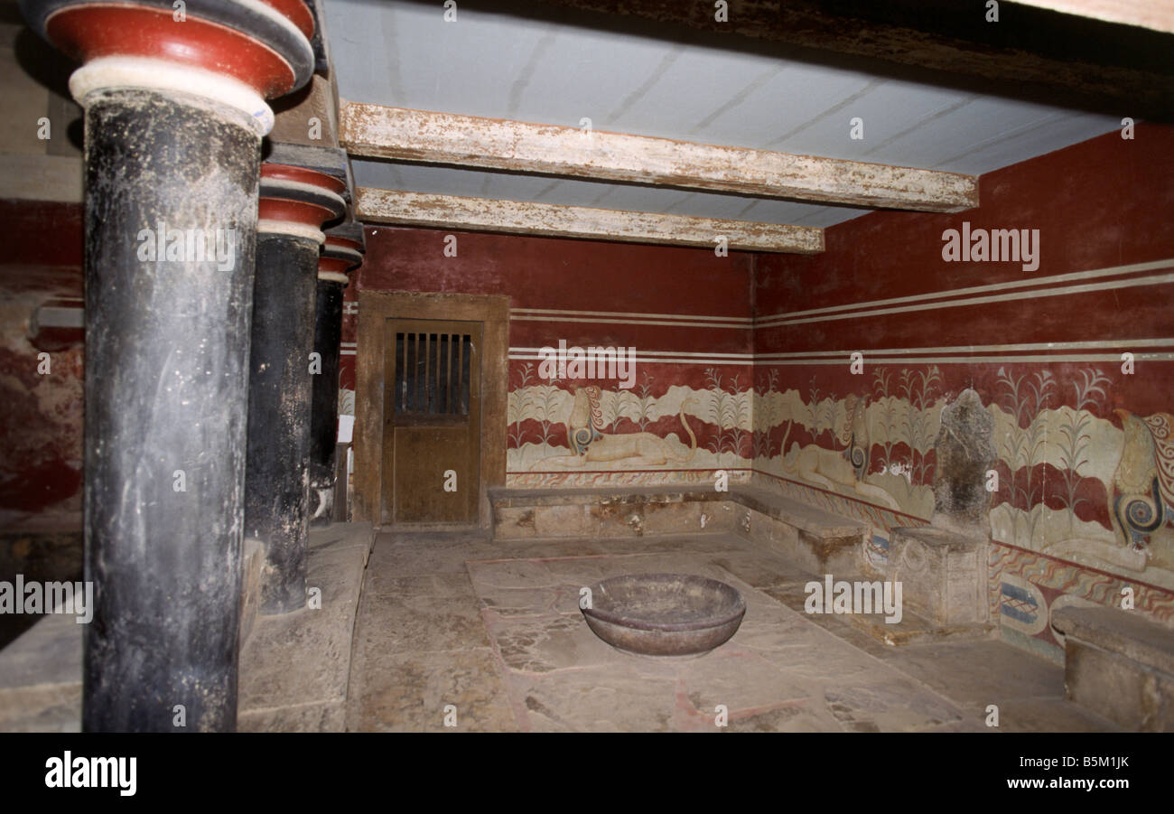 Thronsaal des Königs Minos Palast von Knossos auf Kreta Griechenland Stockfoto