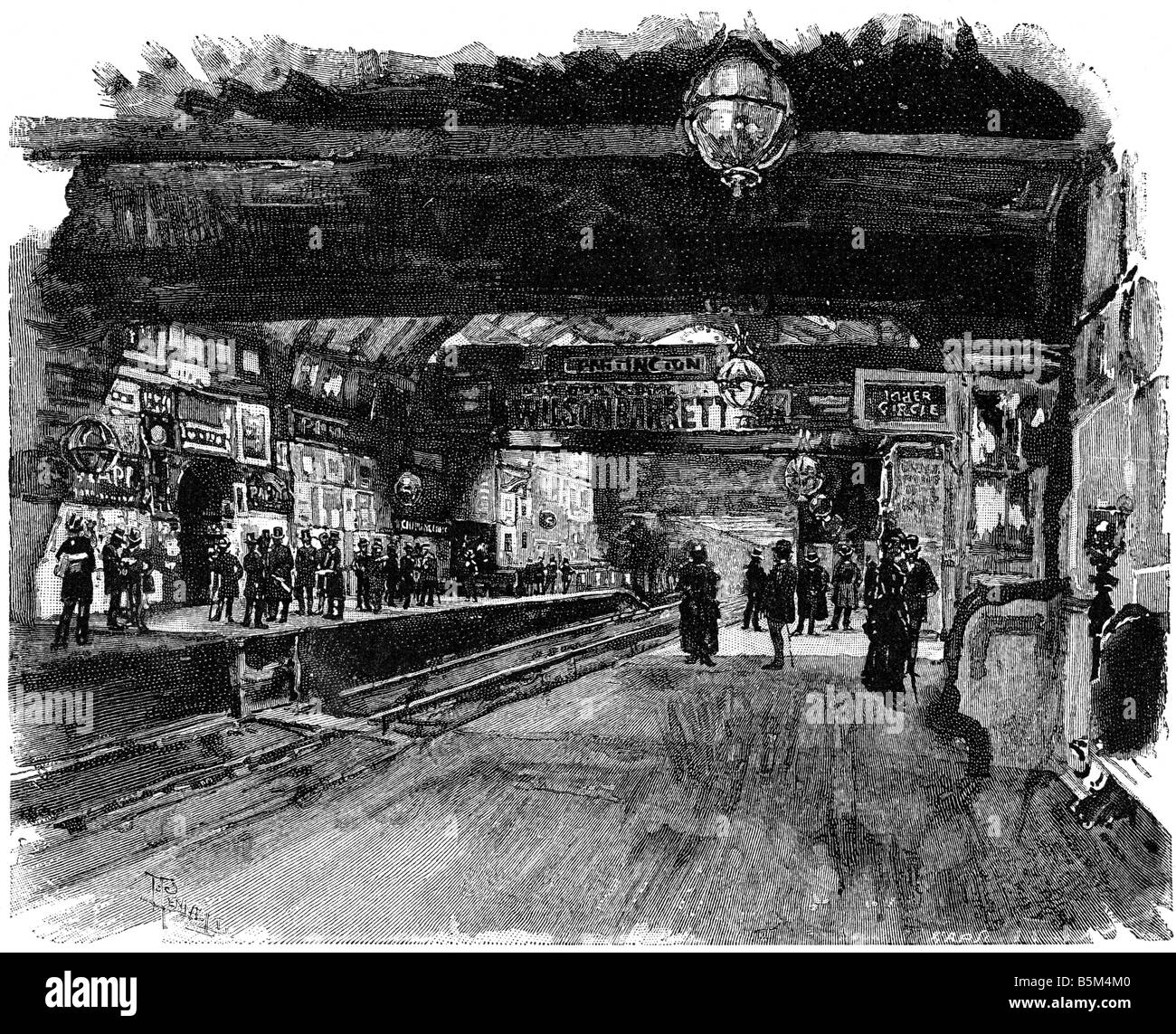 Transport/Transport, öffentliche Verkehrsmittel, U-Bahn, London, Station, Holzgravur, 1891, Stockfoto