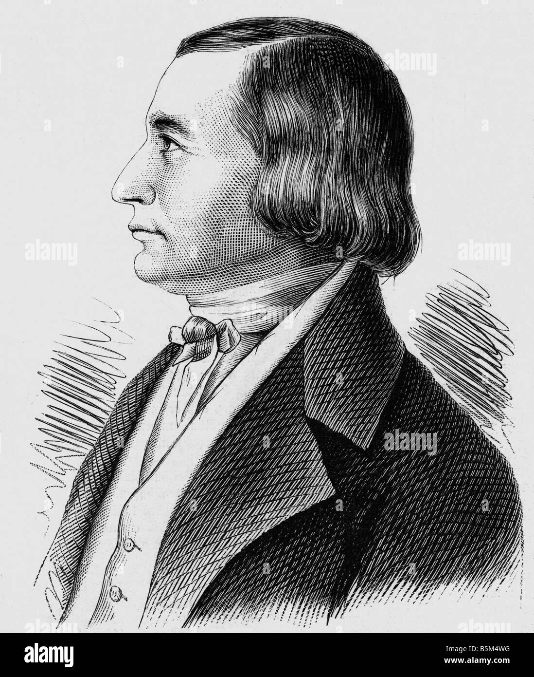 Eckermann, Johann Peter 21.9.1792 - 3.12.1854, deutscher Autor/Schriftsteller, Dichter, Holzgravur, nach einer Zeichnung seines Sohnes Karl, nur authentisches Porträt, Seitenansicht, Stockfoto