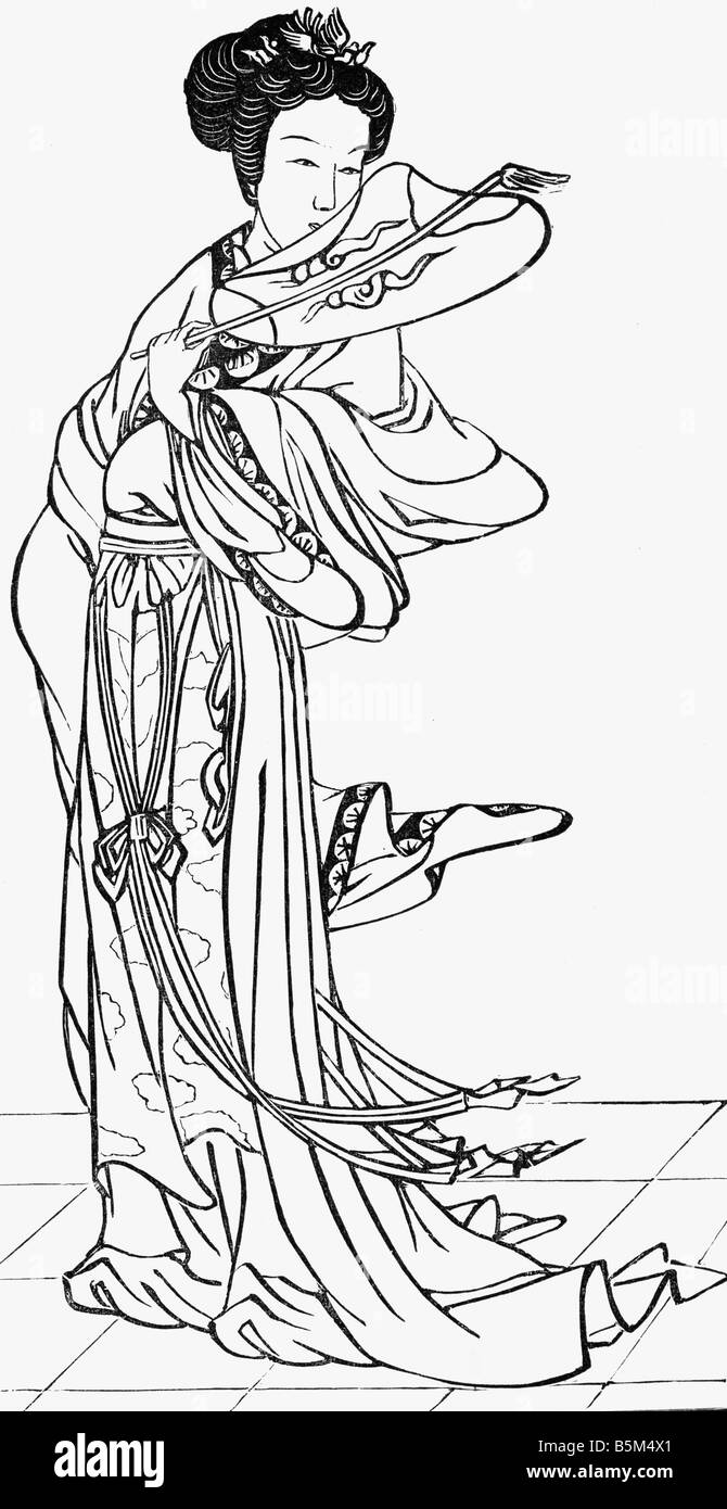 Geographie/Reisen, China, Leute, junge Chinesin, japanischer Holzschnitt, 19. Jahrhundert, historisch, historisch, Kleid, traditionelles Kostüm, Kostüme, Grafik, Grafik, Druck, Drucke, Frauen, weiblich, Stockfoto