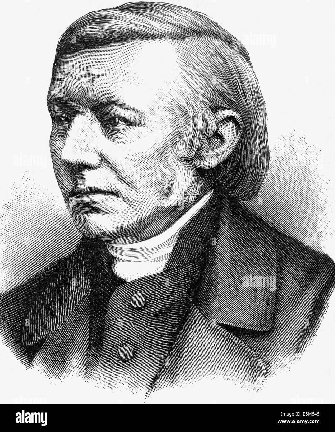Fliedner, Theodor, 21.1.1800 - 4.10.1864, deutscher Theologe, Porträt, Halbprofil, Holzgravur, 19. Jahrhundert, Stockfoto