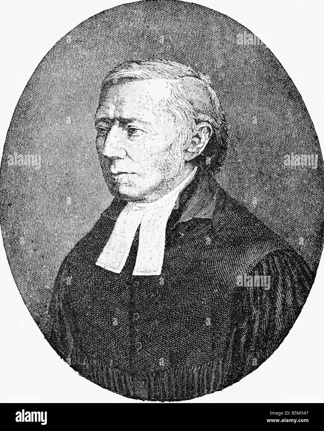 Fliedner, Theodor, 21.1.1800 - 4.10.1864, deutscher Theologe, Porträt, Oval, Holzgravur, 19. Jahrhundert, Stockfoto