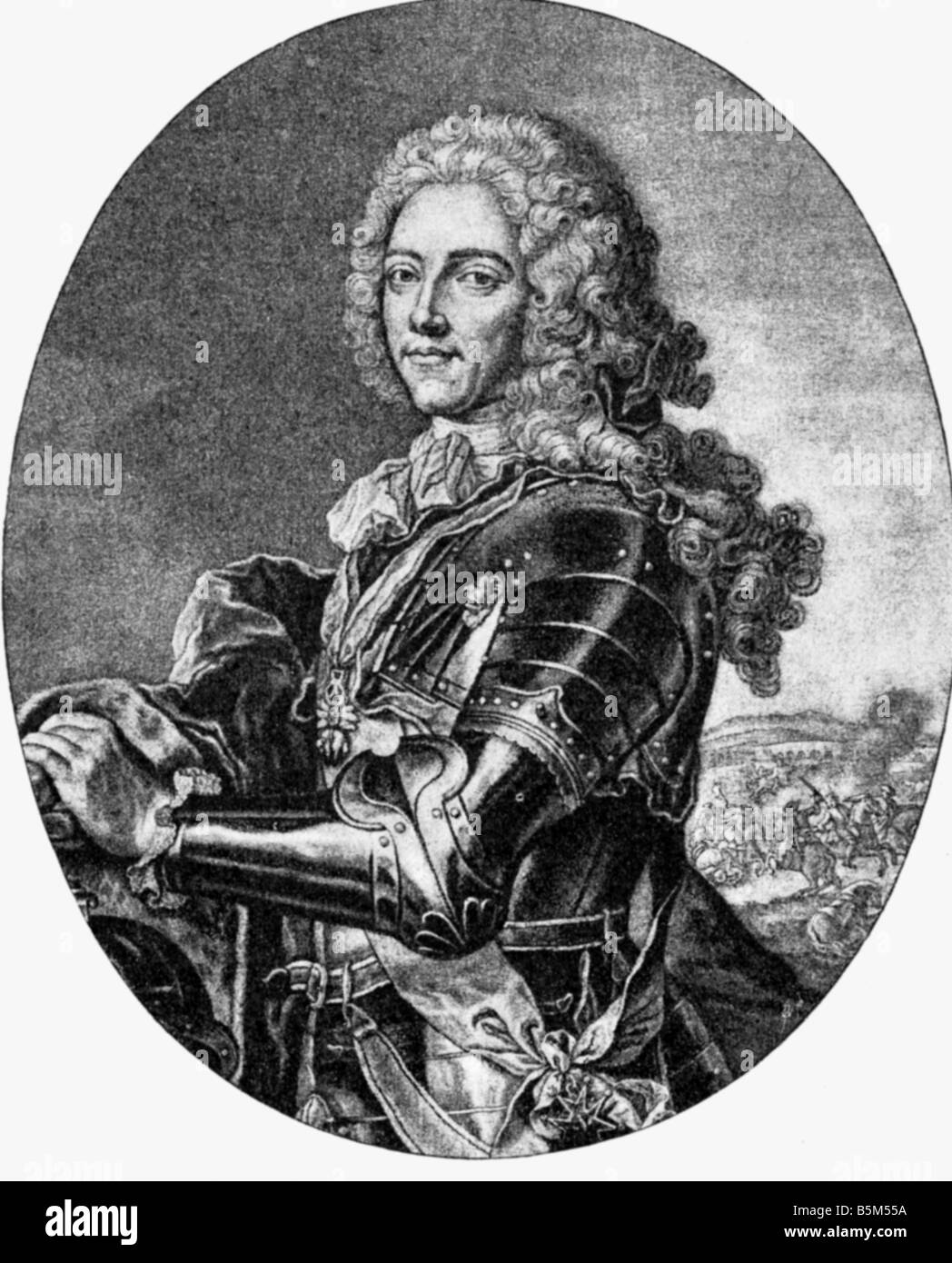 Fouquet, Louis Charles Auguste, 22.9.1684 - 26.1.1761, Herzog von Belle-Isle, französischer General, halbe Länge, Kupferstich von August Binden nach Gemälde von Hyacinthe Rigaud, 1742, Artist's Urheberrecht nicht gelöscht werden Stockfoto