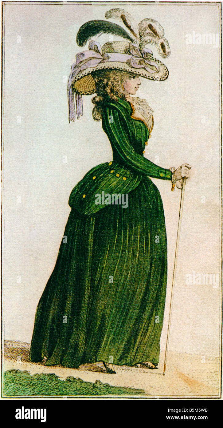 Modi Francaises et Anglaises 1786 Farbdruck ausgegeben mit der georgischen Fashion-Magazin Stockfoto