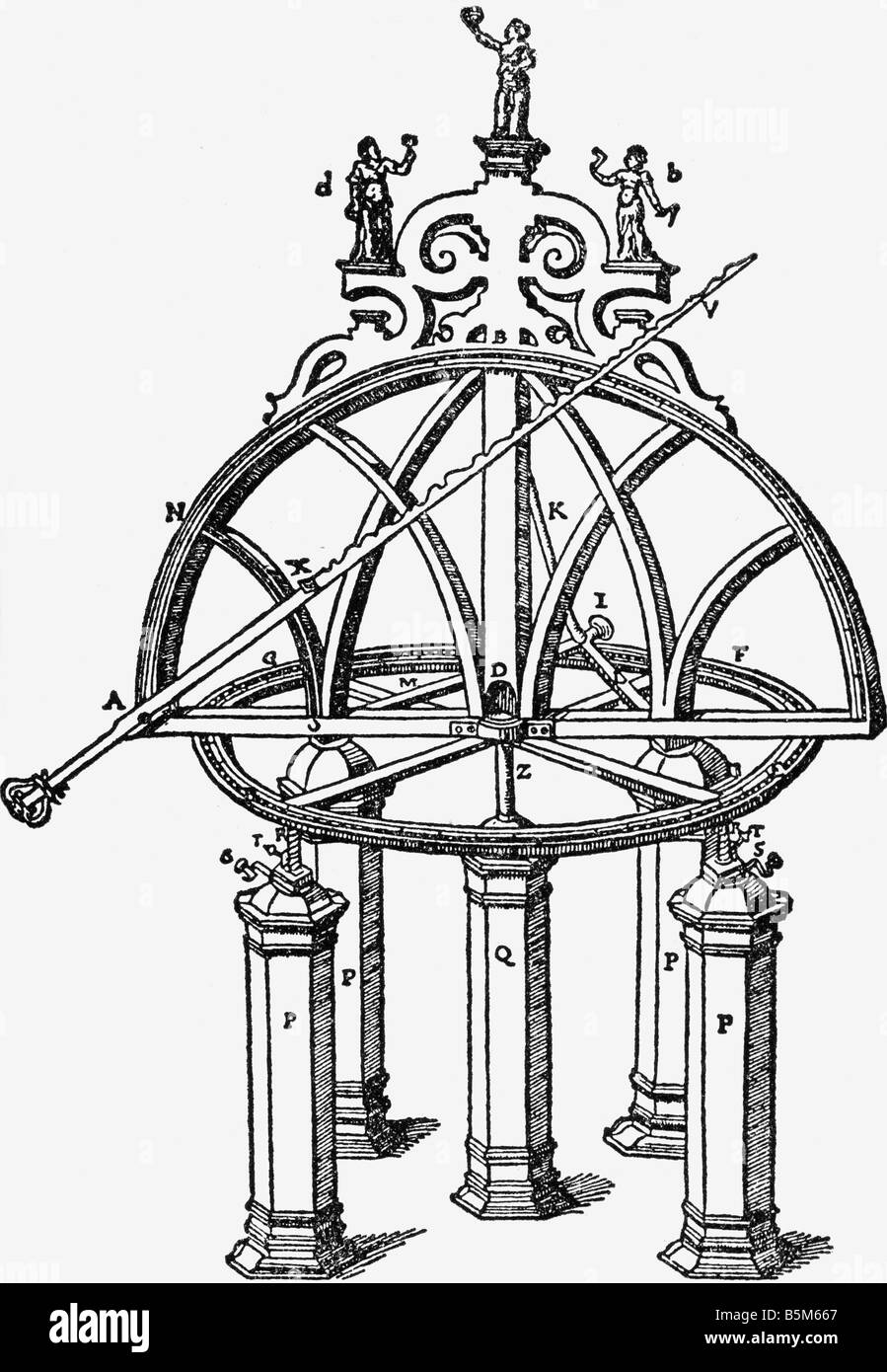 Astronomie, Instrumente, Azimutal Halbkreis, Kupferstich, 'Astonomiae instaurate Mechanica" von Tycho Brahe, Nürnberg, 1602, Artist's Urheberrecht nicht gelöscht werden Stockfoto