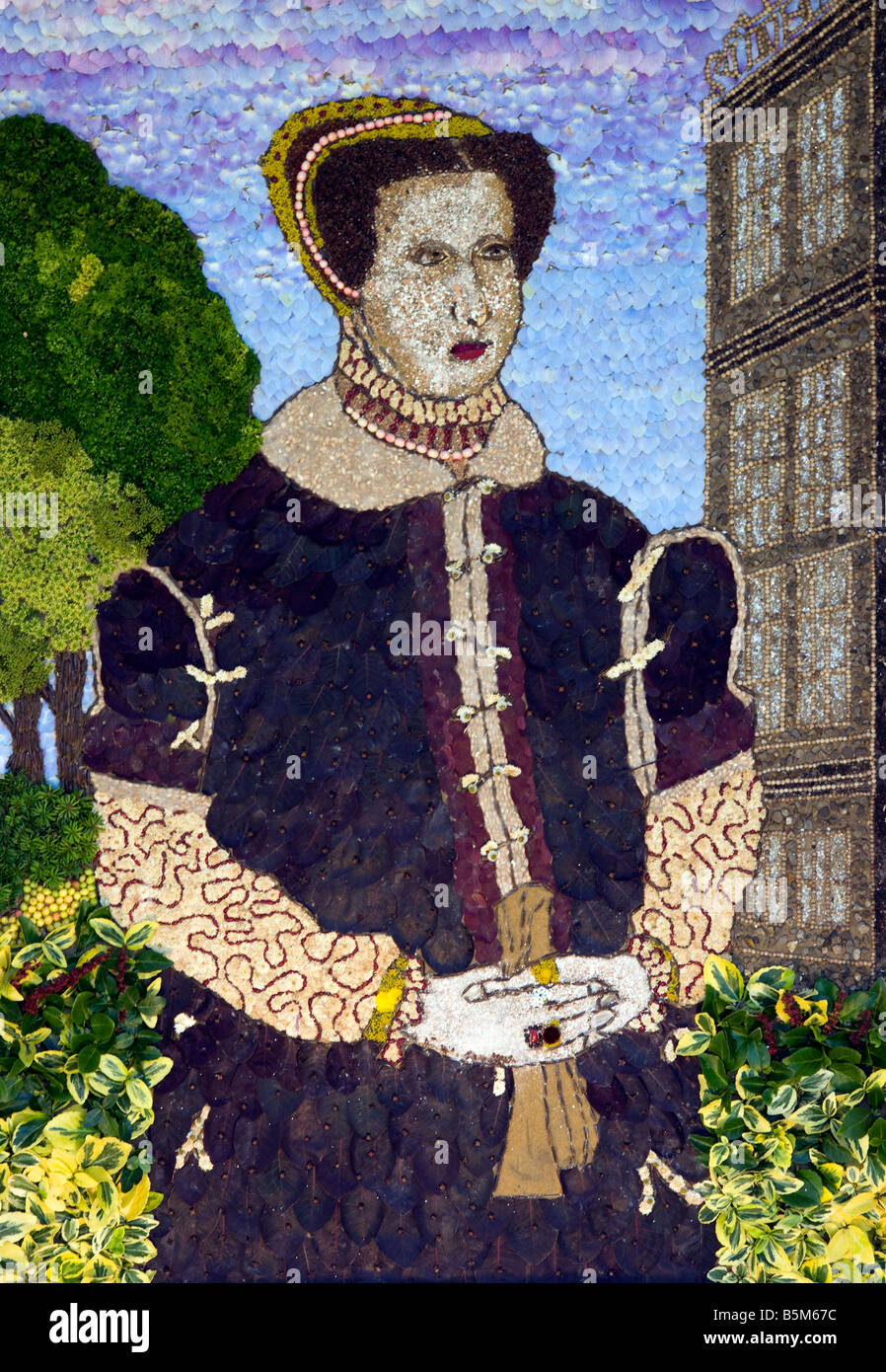 Bess of Hardwick aus gut kleiden im Dorf von foolow Stockfoto