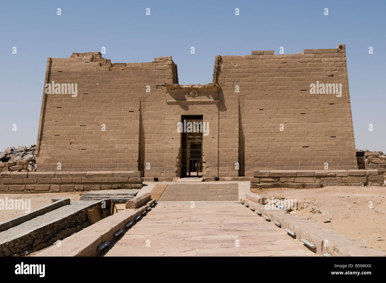 Außenansicht der Römischen Periode Kalabsha Temple zu Mandulis eine niedrigere Nubian Sonne Gott gebaut von Kaiser Augustus in der Nähe von Aswan Ägypten Stockfoto
