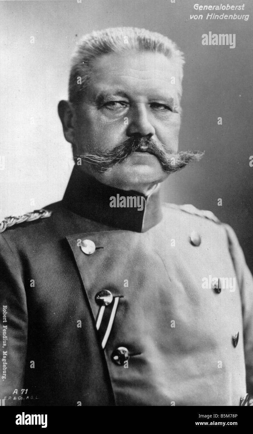 1 H73 B1917 3 E Paul von Hindenburg Foto c 1917 Paul von Hindenburg von allgemeinen Fieldmarshall aus dem Jahr 1914 und Reich Präsident 1925 34 Stockfoto