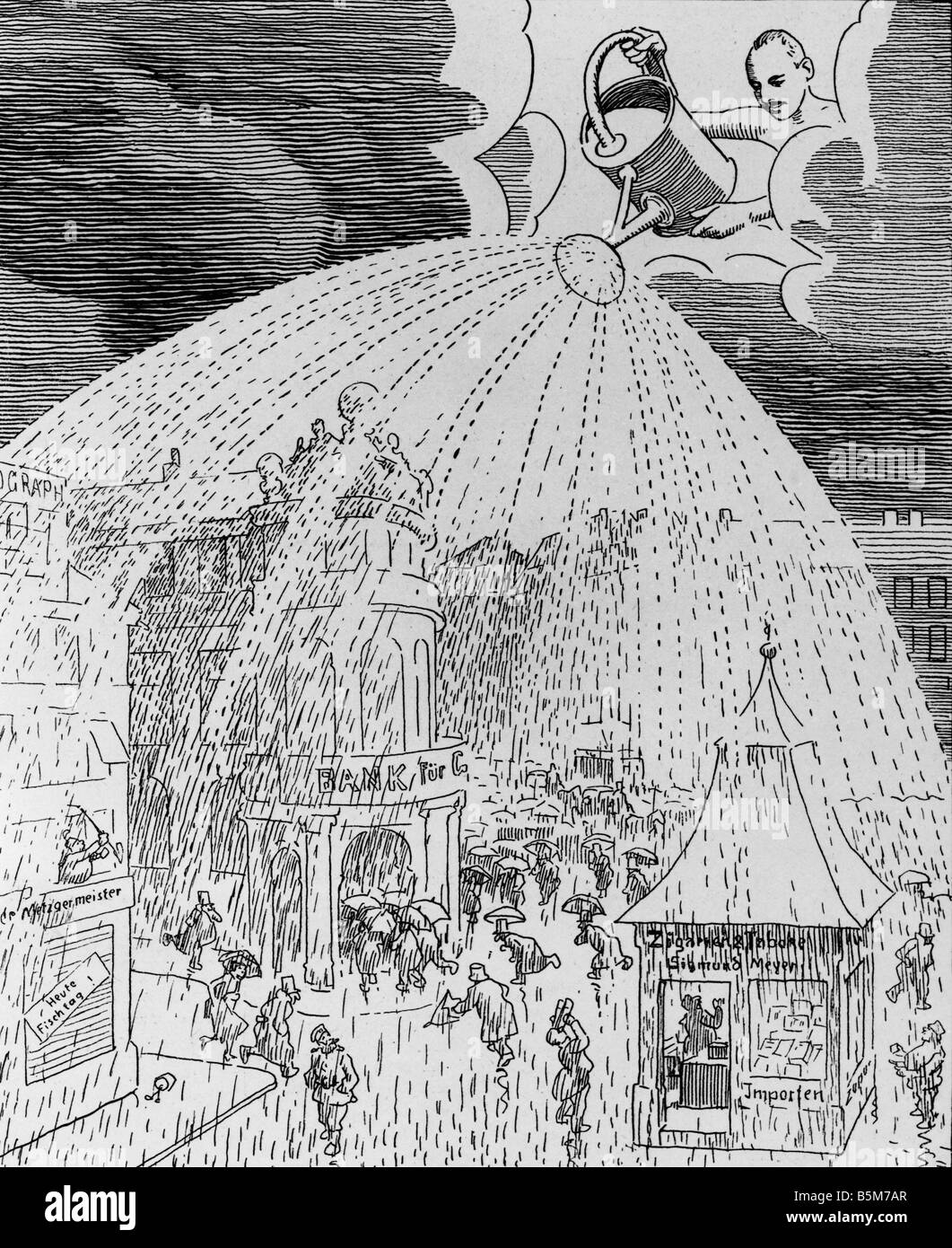 1 H992 G1916 Helfferich s Steuer Flut Karikatur 1916 Helfferich Karl Politiker 1915 Staatssekretär des Finanzministeriums Reich 1916-17 Stockfoto