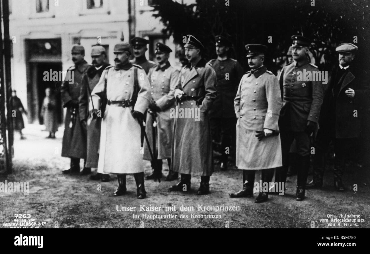1 W46 F1915 6 E Wilhelm II. und Kronprinz bei HQ Wilhelm II deutscher Kaiser 1888-1918 1859 1941 im ersten Weltkrieg von 1914-18 Stockfoto