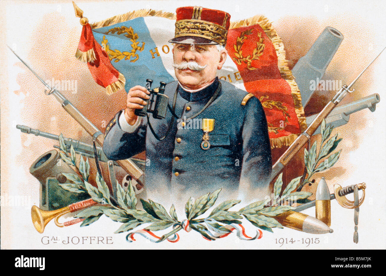 1FK 1817 B1916 Joseph Joffre Photo Postkarte Joffre Joseph Franzosen Marschall von 1916 Oberbefehlshaber im Norden und Nord-Eas Stockfoto