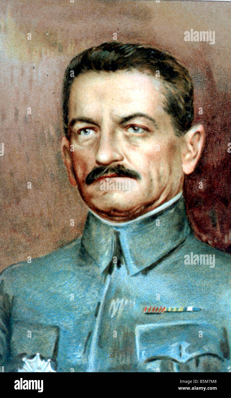 1FK 3245 C1916 E General Mangin Farbe Lithographie Mangin Charles französische allgemeine Kommandant der 10. französische Armee 1918 Kommandant der Stockfoto