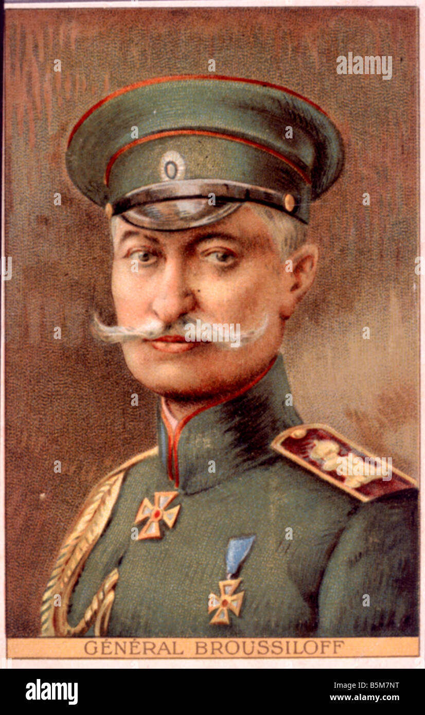 1RD 591 C1916 General Brussilow Farbe Lithographie Brussilow Alexej Alexejewich russischen General Mai August 1917 Comman der Chef Stockfoto