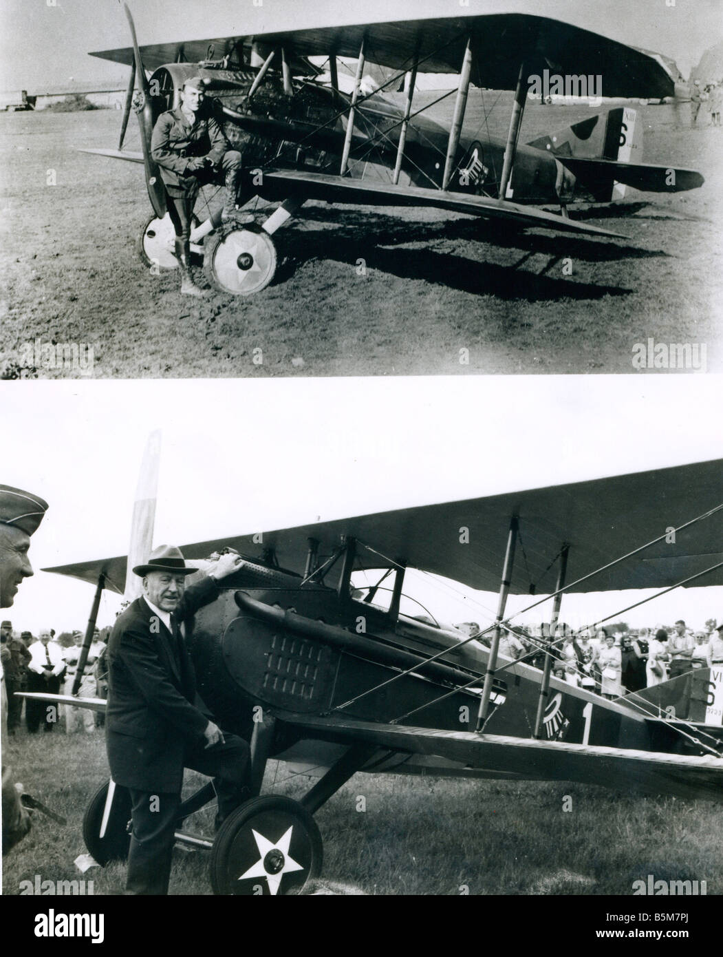 1uS 2034 F1965 Eddie Rickenbacker Fotos 1918 u 1965 Eddie Rickenbacker Eigentl Edward Vernon U.S. Amerikan Kampfflieger 8 10 1890 Stockfoto