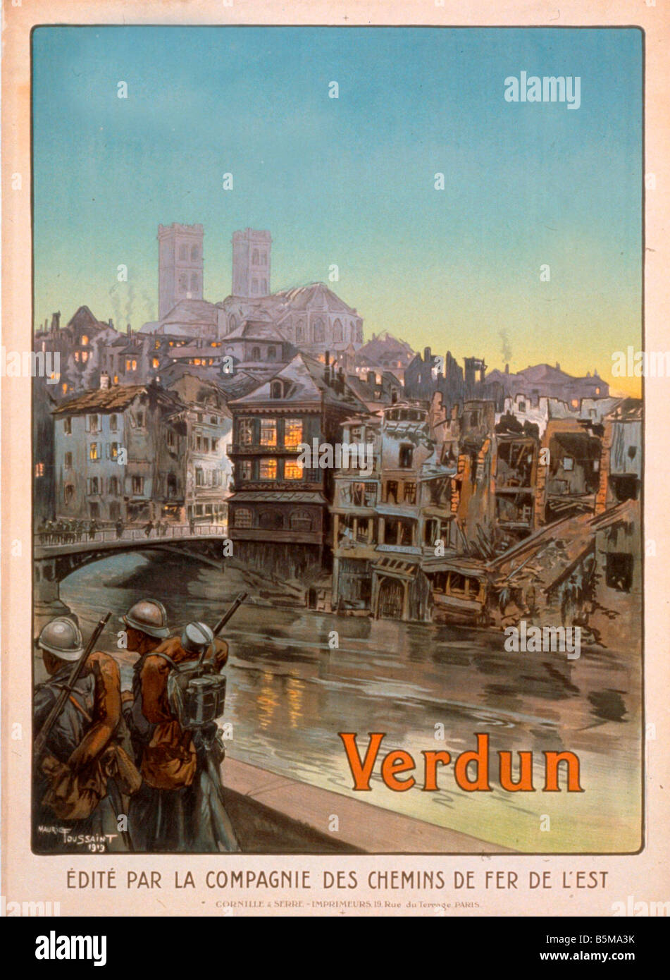 2 G55 P1 1916 41 WW I Verdun französische Poster 1919 Geschichte Weltkrieg Propaganda Verdun Propaganda der französischen Eisenbahn Unternehmen C Stockfoto