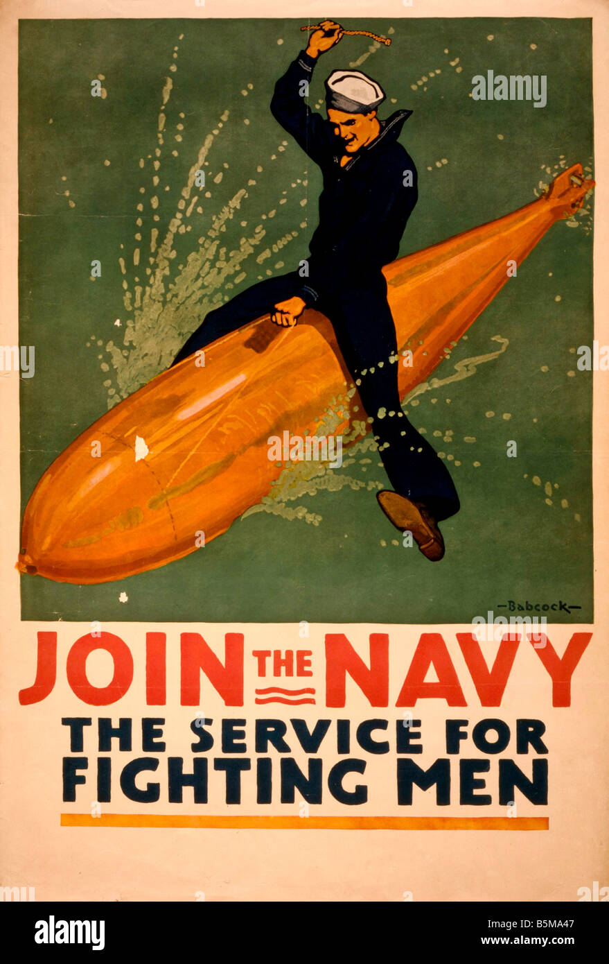 2 G55 P1 1917 38 WW I uns Marine-Propaganda-Plakat-1917 Geschichte Weltkrieg Propaganda der Navy beizutreten den Dienst für den Kampf gegen Männer p Stockfoto