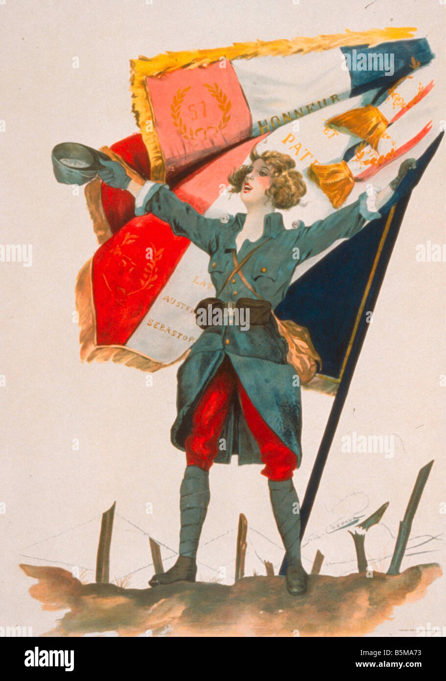 2 G55 P1 1918 63 WW I Vive la France Plakat 1918 Geschichte Weltkrieg Propaganda Vive la France Poster Frankreich 1918 Col Lithographie 9 Stockfoto