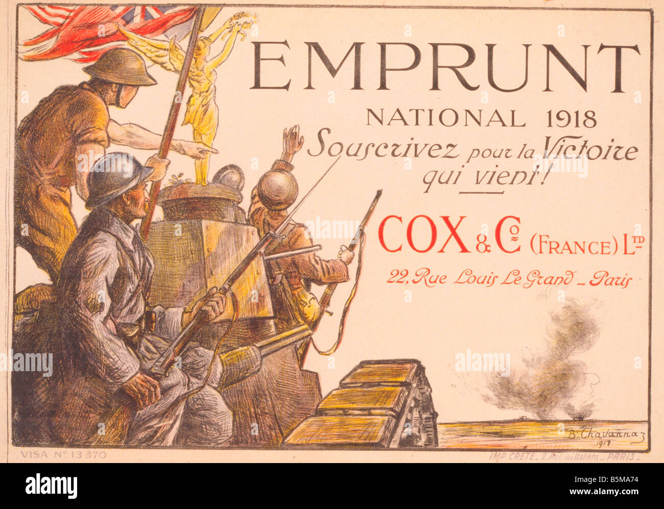 2 G55 P1 1918 64 WW ich Krieg Darlehen Französisch Plakat 1918 Geschichte Weltkrieg Propaganda Emprunt nationalen 1918 Souscrivez pour la Victoi Stockfoto